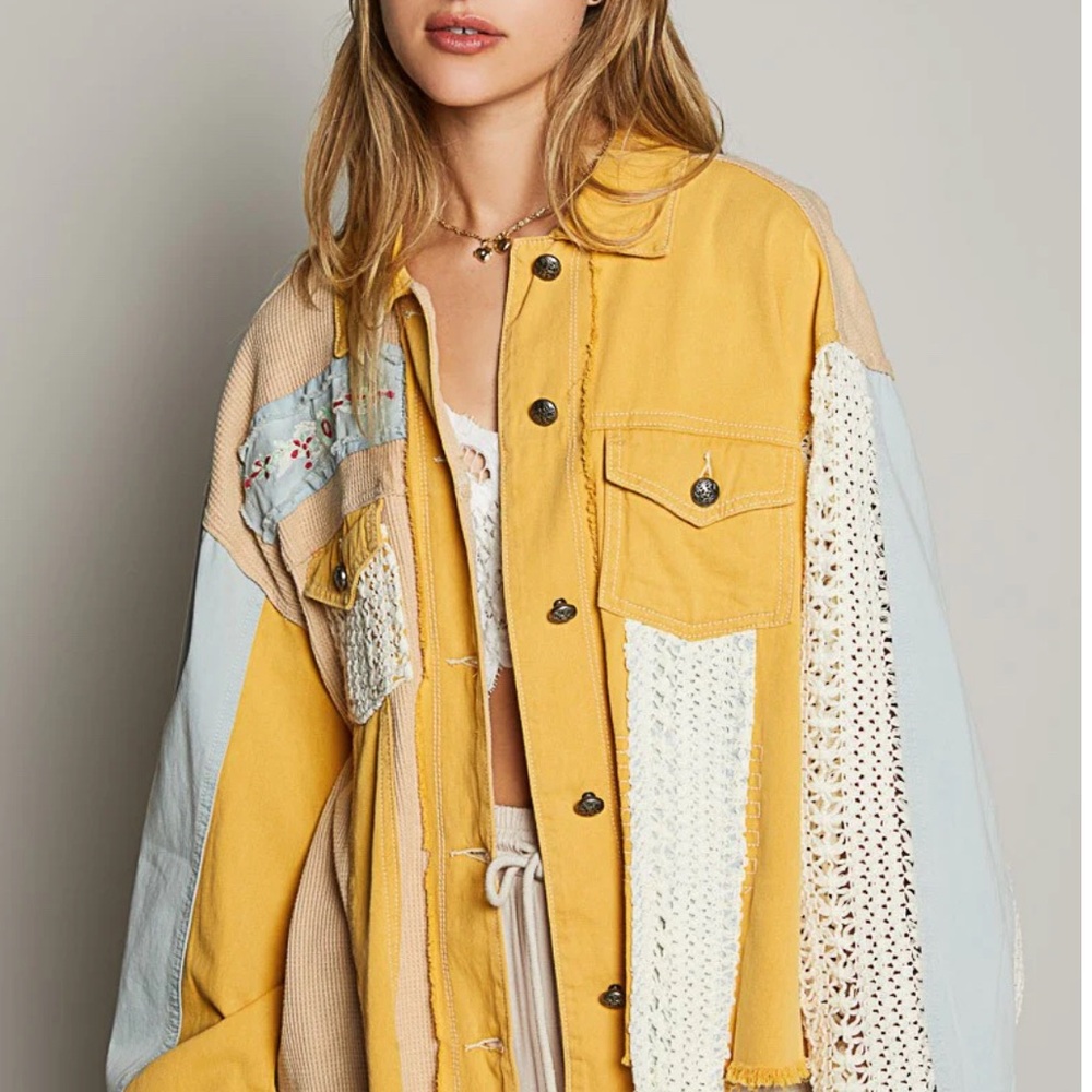 POL Yellow and Blue Patchwork Jacket NWT - image 6